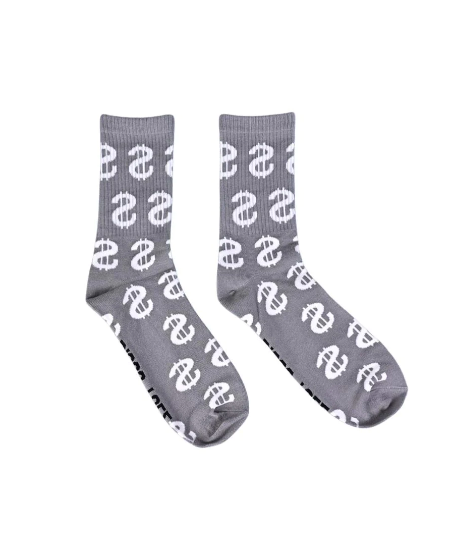 Disco Toez Grey Money Sign Socks